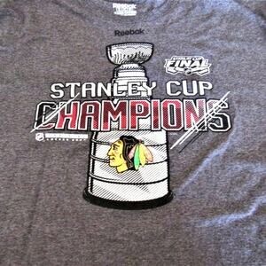 Chicago Black Hawks Reebok T-Shirt Men's Size XL NHL Hockey Stanley Cup Champs